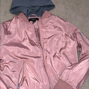 hoodie attached to bomber jacket !!